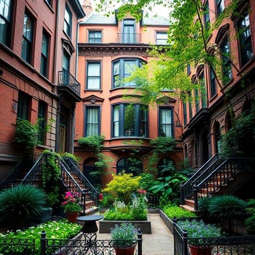 Classic brownstone in Greenwich Village with original architectural details and a charming garden.