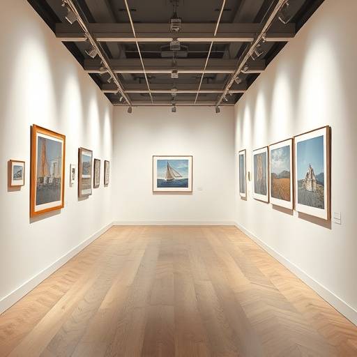 Elegant art gallery in Chelsea with white walls, track lighting, and a sophisticated ambiance.